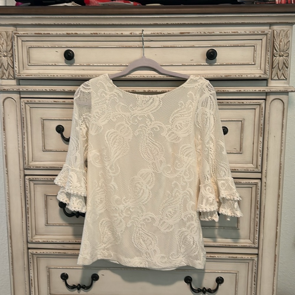 EUC Lilly Pulitzer Crochet Liana Top - Coconut